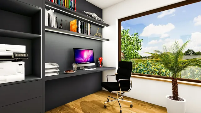 Wizualizacja 3D - pokój biurowy